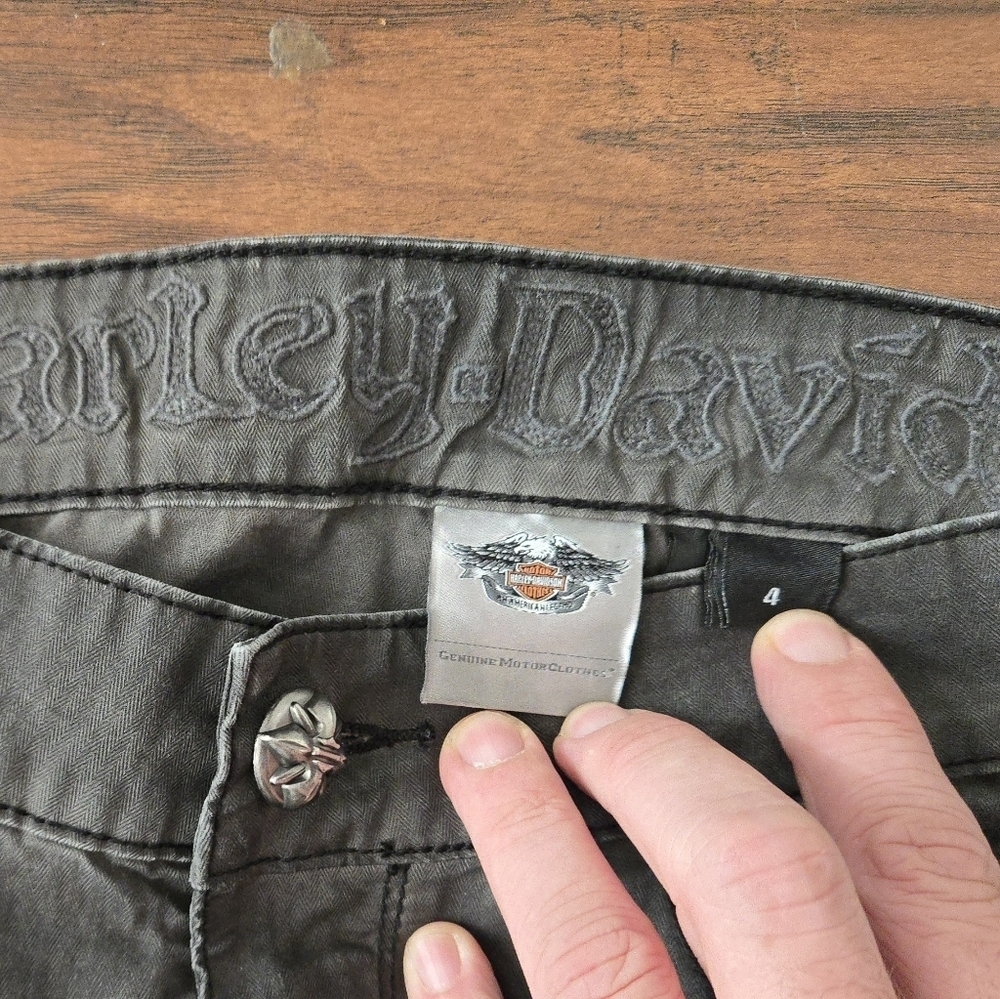 Harley Davidson Side Clasp Skinny Pants Dark Gray Womens Size 4 - Picture 3 of 6